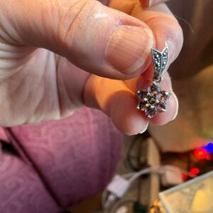 Antique amethyst and marchicite earrings,stamped